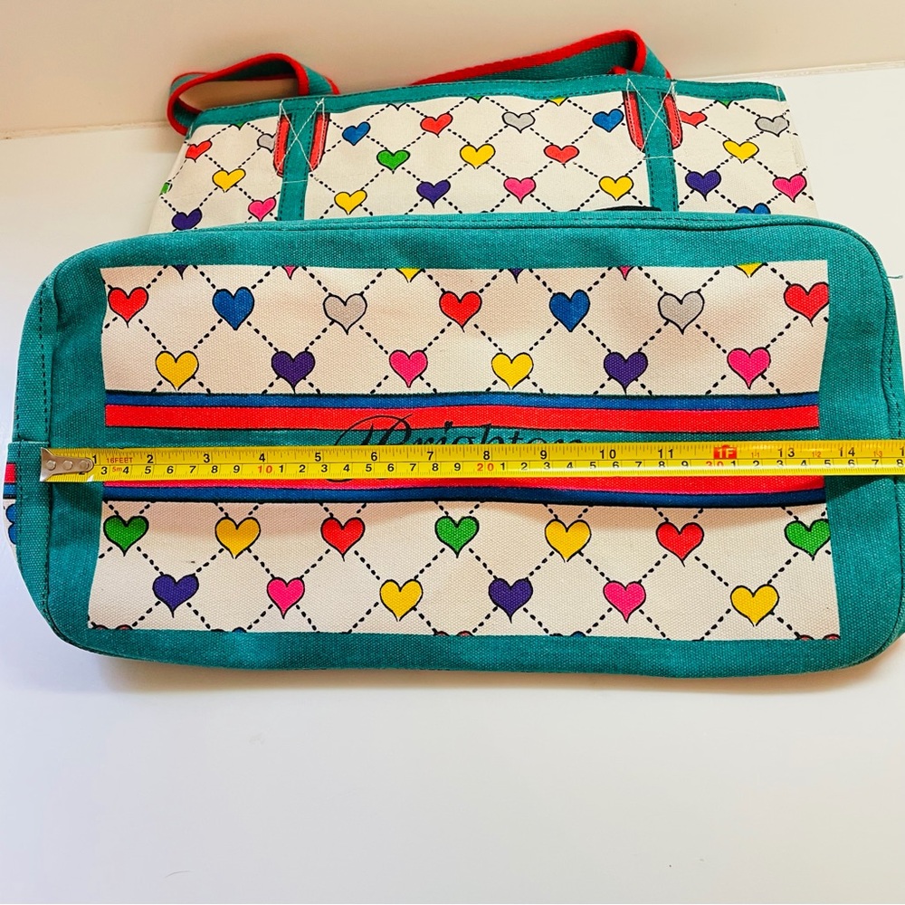Brighton Love & Joy Canvas Tote Bag Christmas Elf Hearts Shoulder Handbag - Picture 9 of 13